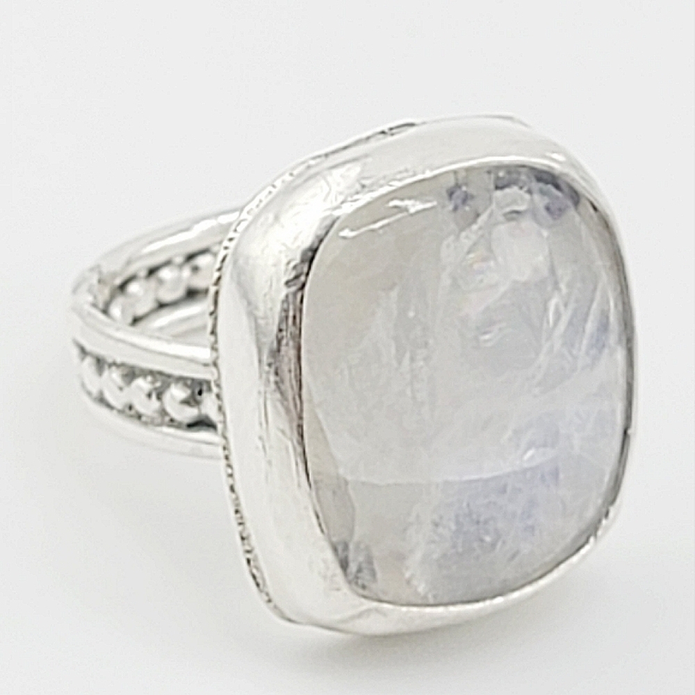 MOONSTONE HANDMADE RING IN 925 STERLING SILVER METAL 4